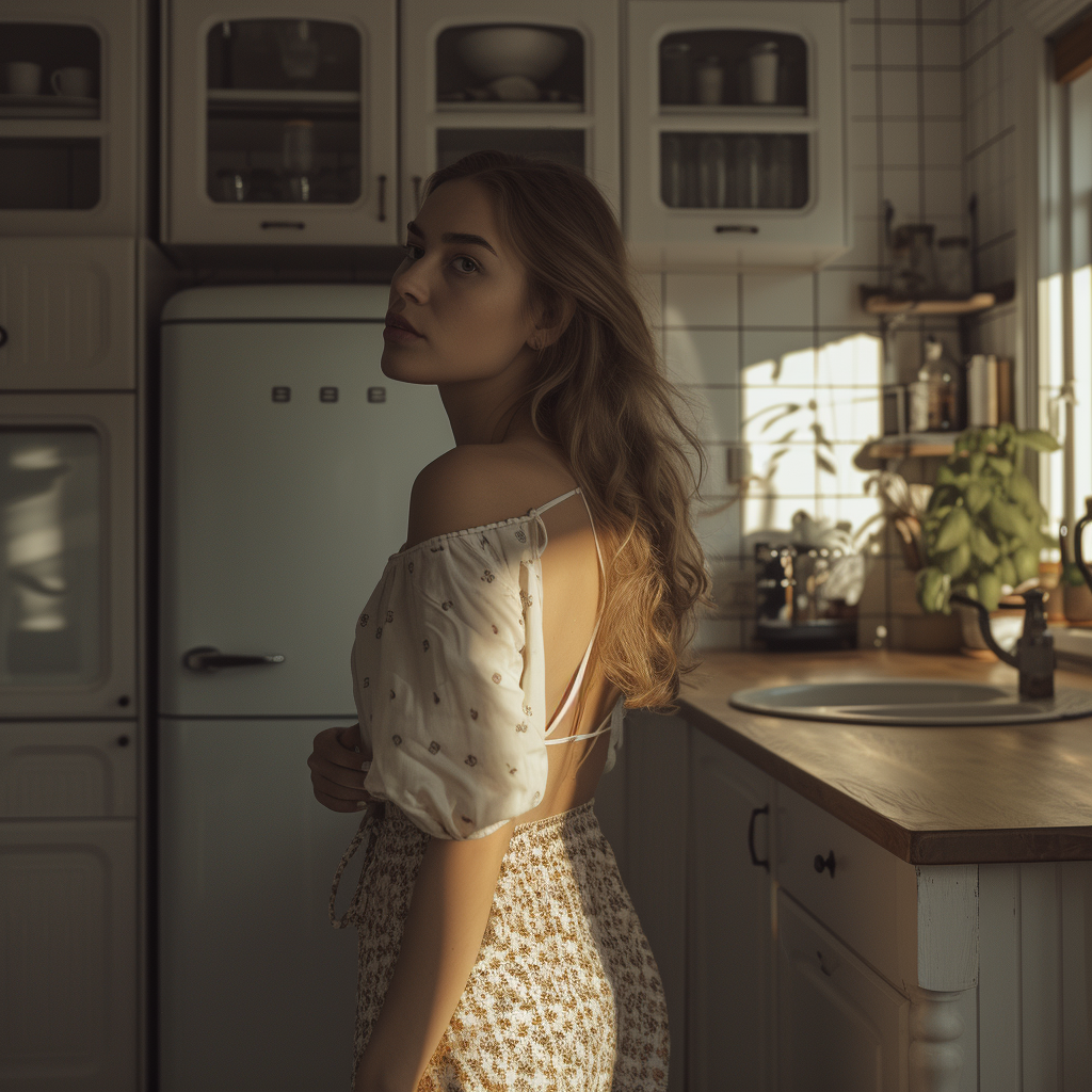 Une femme dans la cuisine | Source : Midjourney