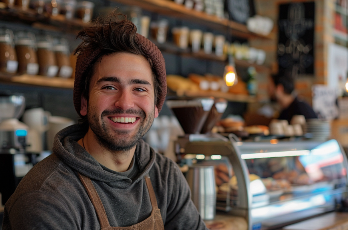 Un homme travaillant dans son coffeeshop | Source : Midjourney