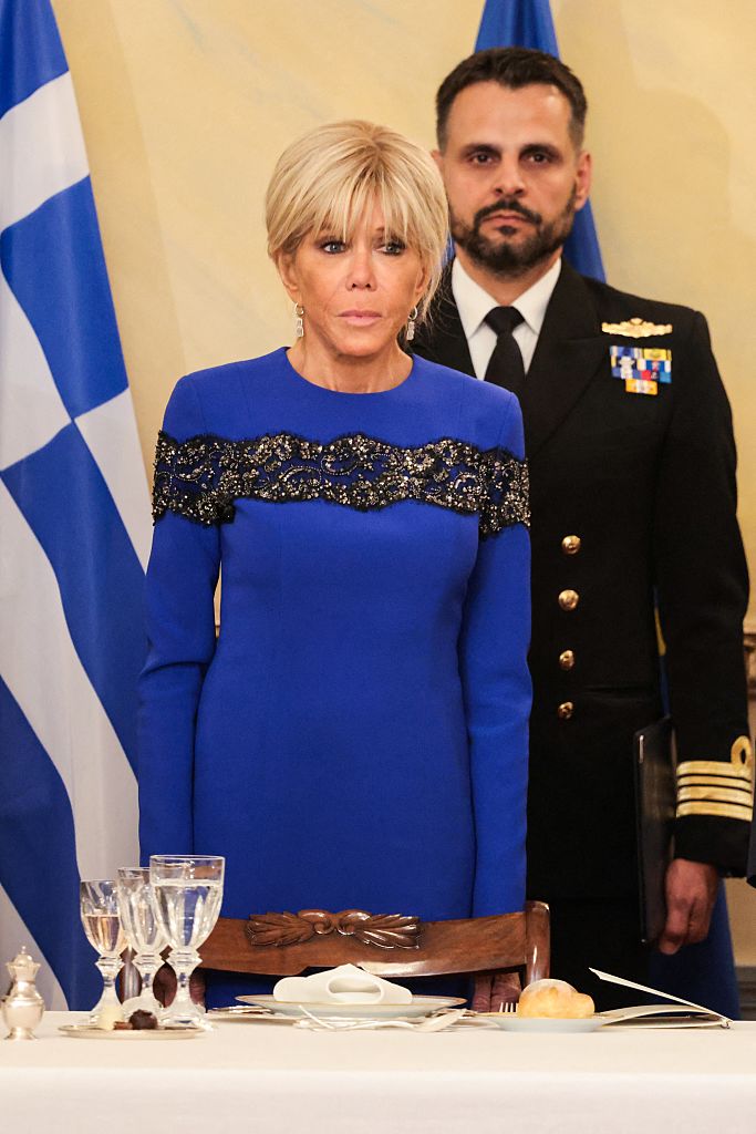 Brigitte Macron, épouse du président français, assiste à un dîner officiel au palais présidentiel d'Athènes, le 24 avril 2026 I Source : Getty Images