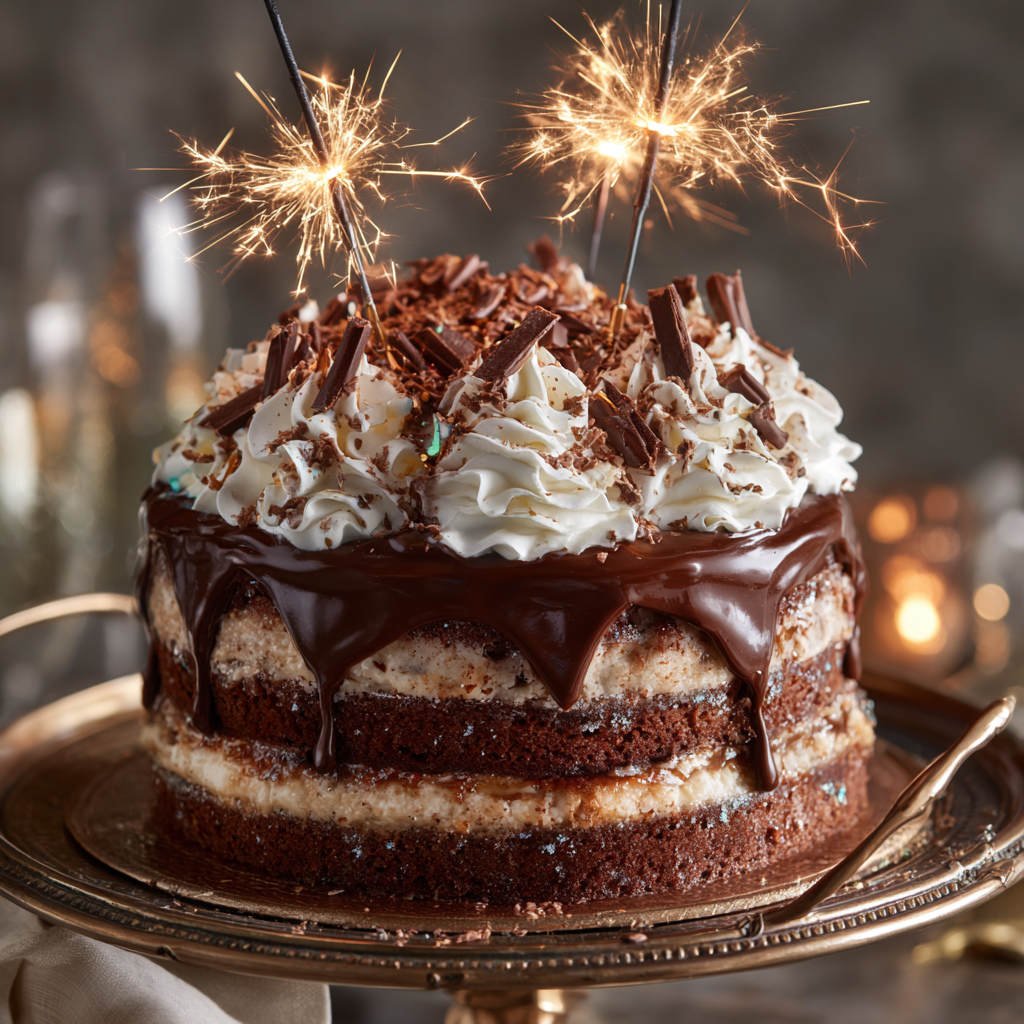 Un gâteau au chocolat à trois couches | Source : Midjourney