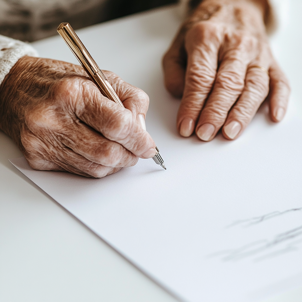 Eine faltige Handschrift auf einem Blatt Papier | Quelle: Midjourney