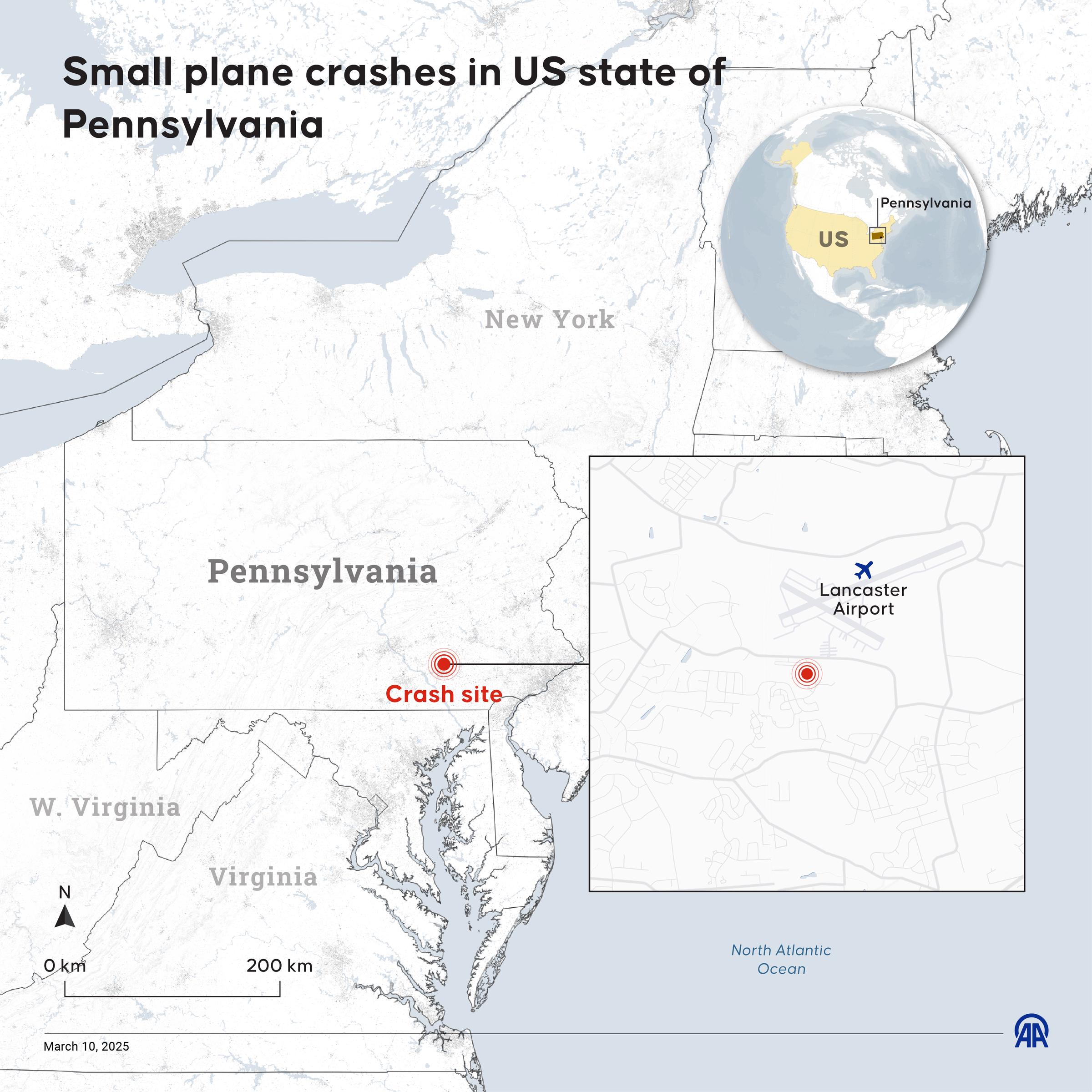 Une infographie sur l'accident d'avion survenu en Pennsylvanie le 10 mars 2025. | Source : Getty Images