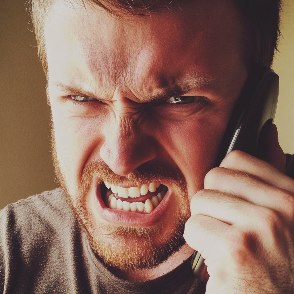 Un homme en colère au téléphone | Source : Midjourney