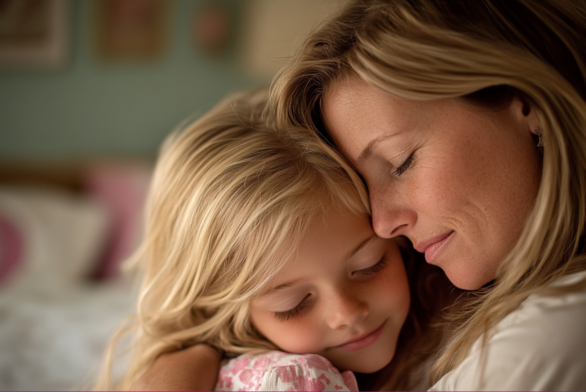 Une femme qui serre une fille dans ses bras | Source : Midjourney