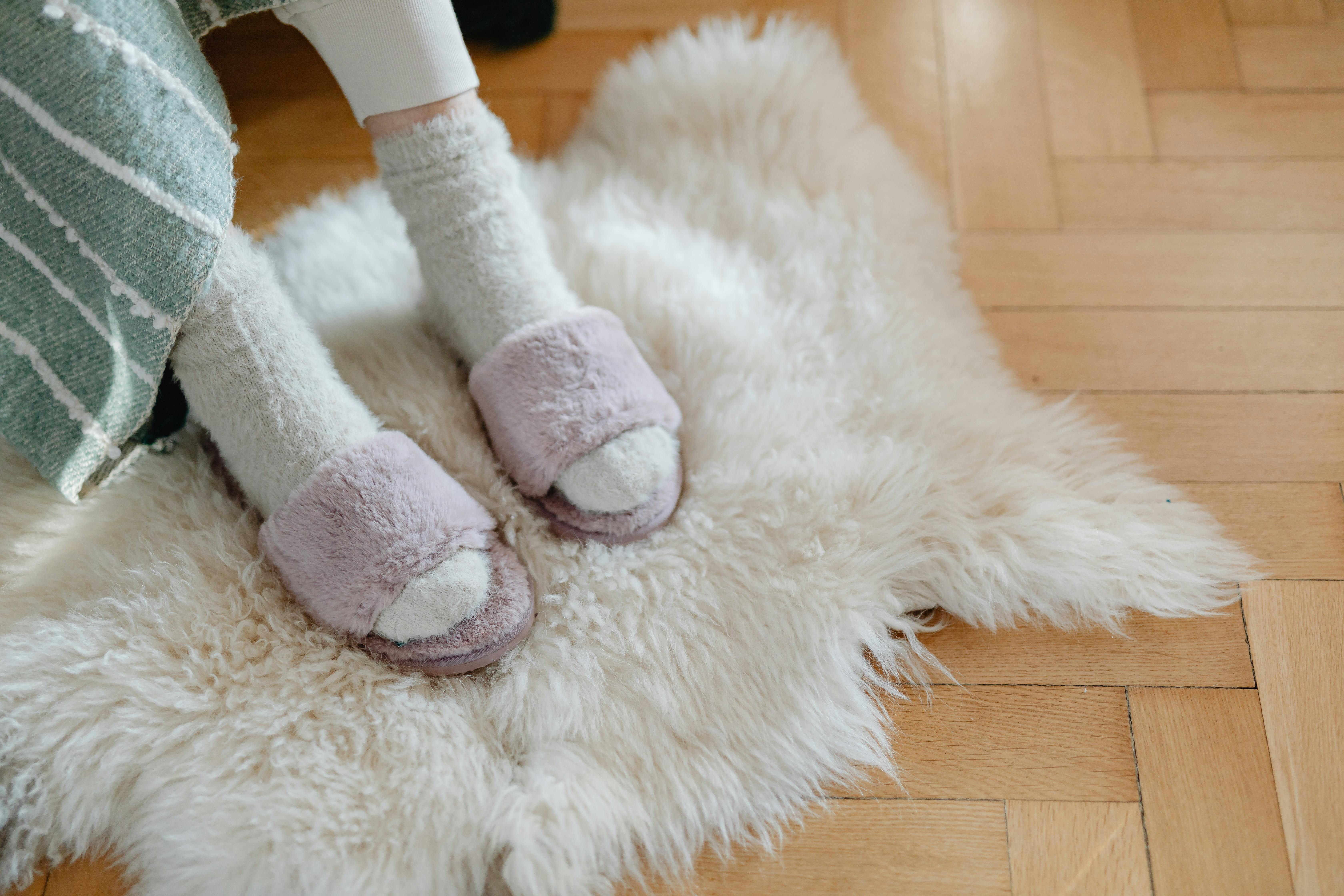 fuzzy slippers indoors
