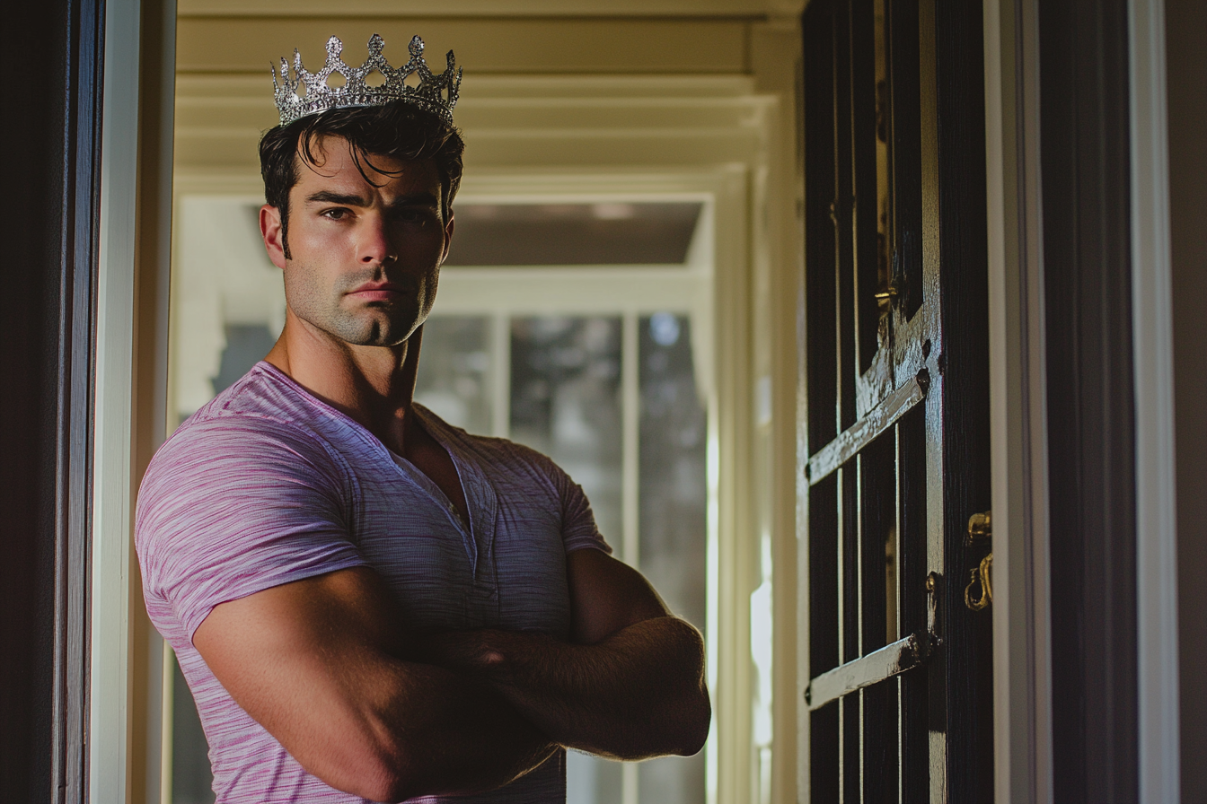 Un homme avec une couronne de princesse | Source : Midjourney