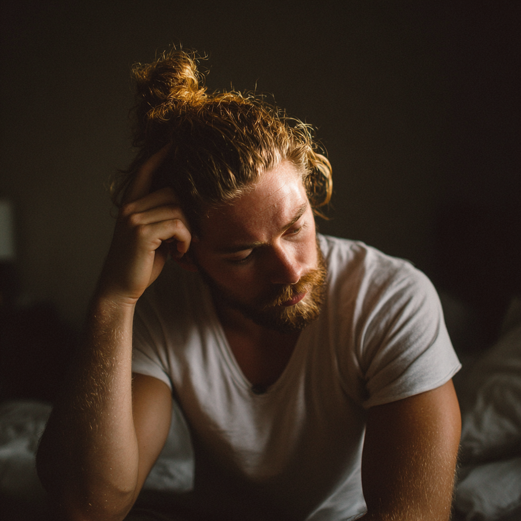 Un homme frustré qui se tient la tête | Source : Midjourney