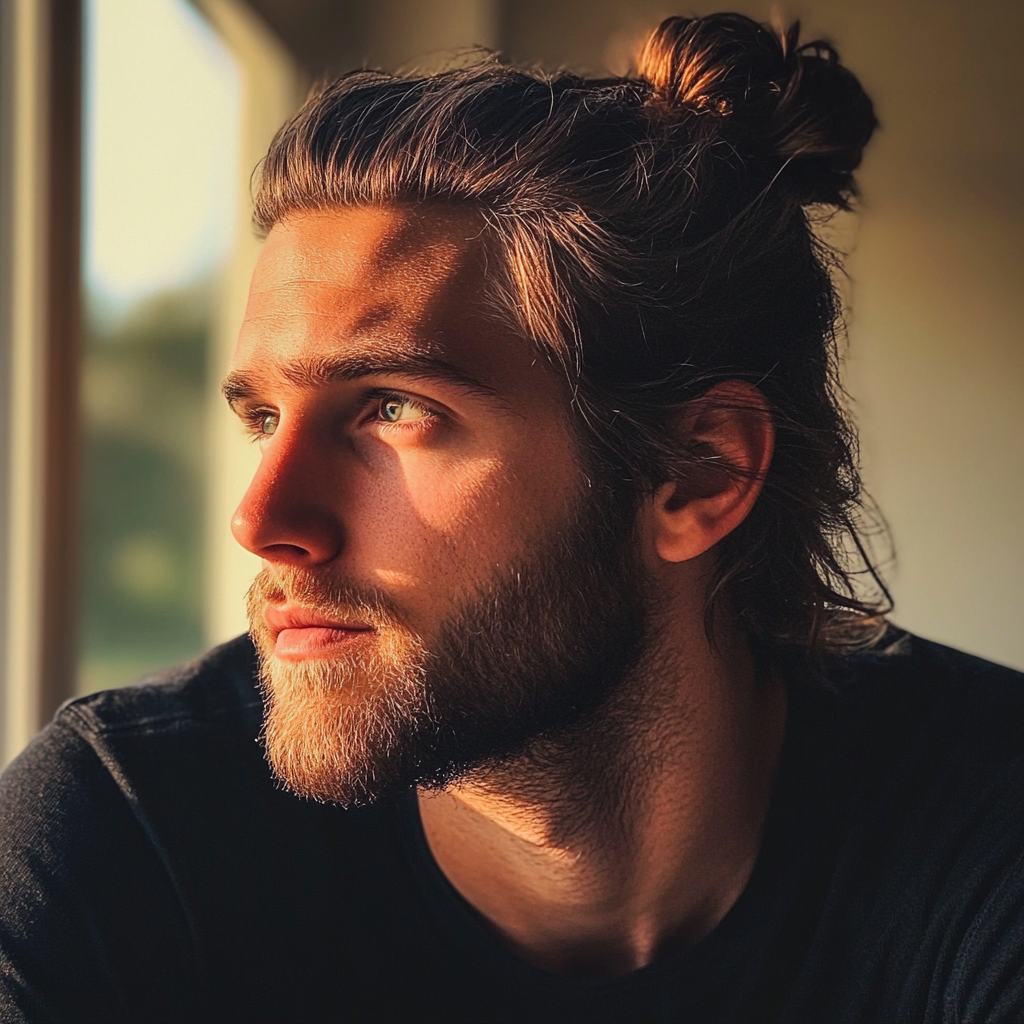 Un homme qui regarde par la fenêtre | Source : Midjourney
