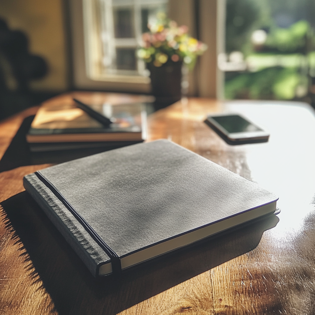 Un cahier et un téléphone sur une table | Source : Midjourney