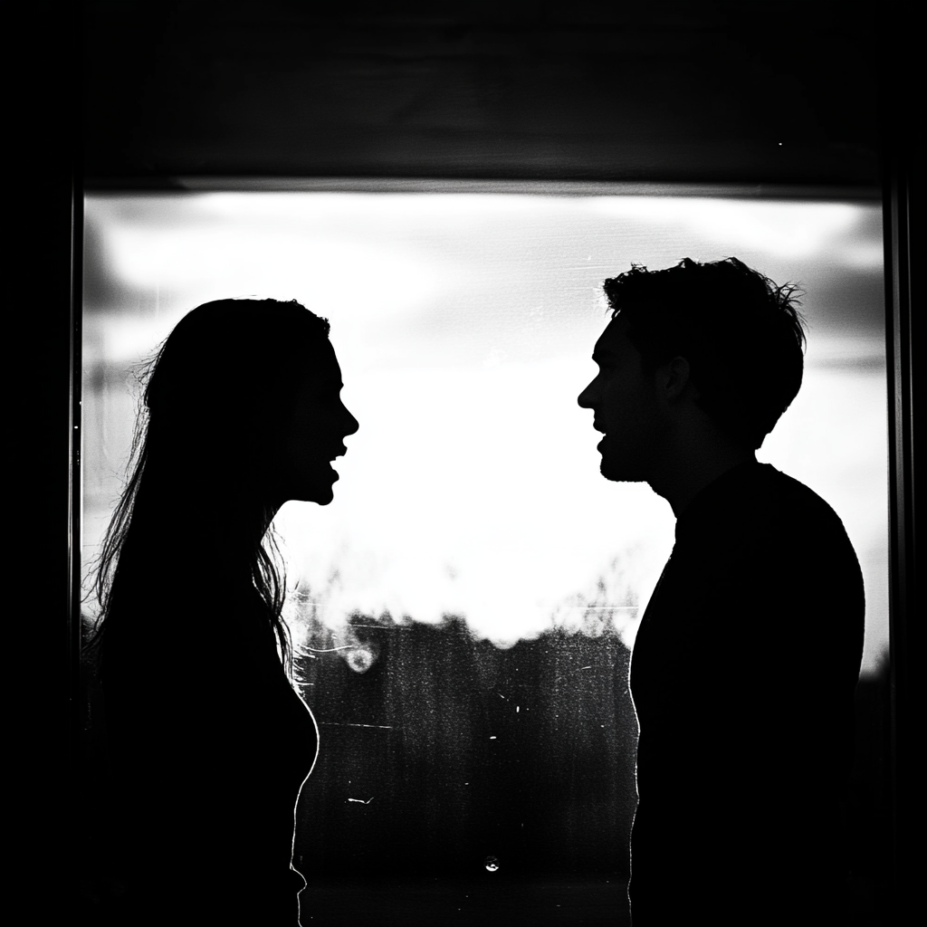 Silhouette d'un couple en pleine dispute | Source : Midjourney