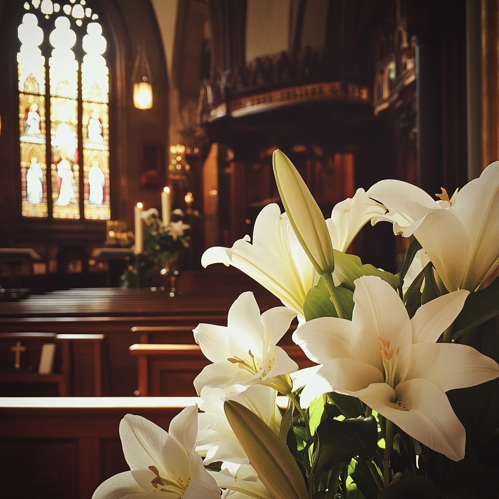 Une scène de funérailles dans une église | Source : Midjourney