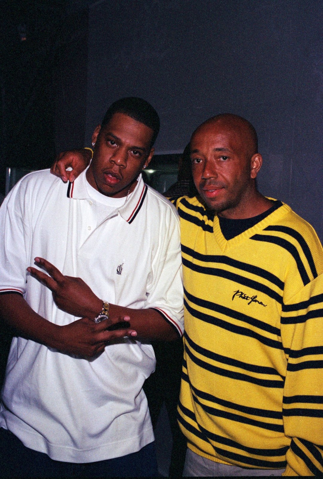 Jay-Z et Russell Simmons lors d'un événement organisé par Cartier à New York en 1996. | Source : Getty Images