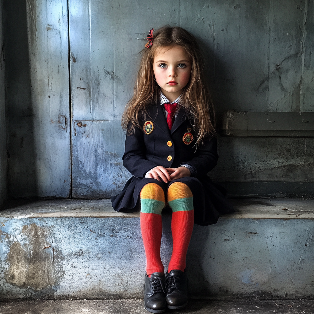 Une petite fille dans son uniforme scolaire | Source : Midjourney