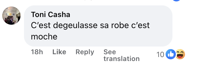 Commentaire d'un internaute au sujet du look de Charlotte Gainsbourg | Source : Facebook/Vanity Fair