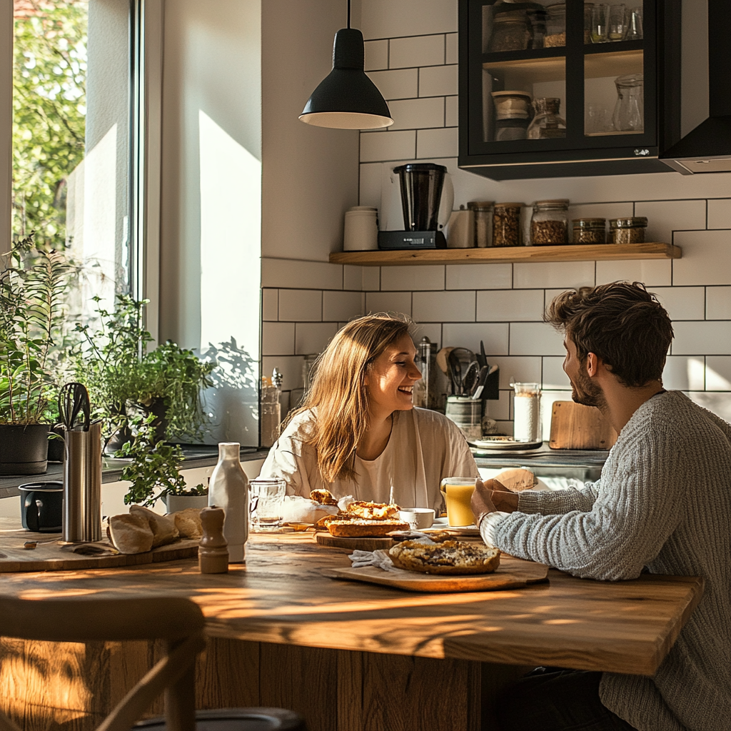 Un couple qui profite d'un repas ensemble | Source : Midjourney