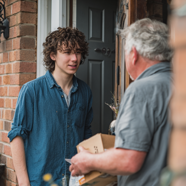 Un jeune homme discute avec un homme plus âgé | Source : Midjourney