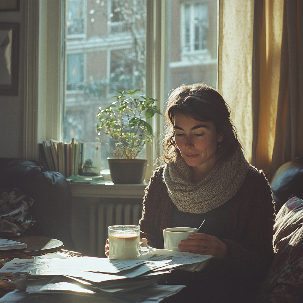 Une femme prenant le thé | Source : Midjourney