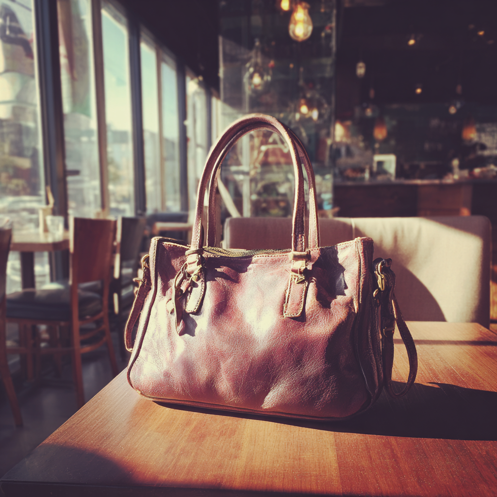 Un sac à main marron posé sur une table | Source : Midjourney
