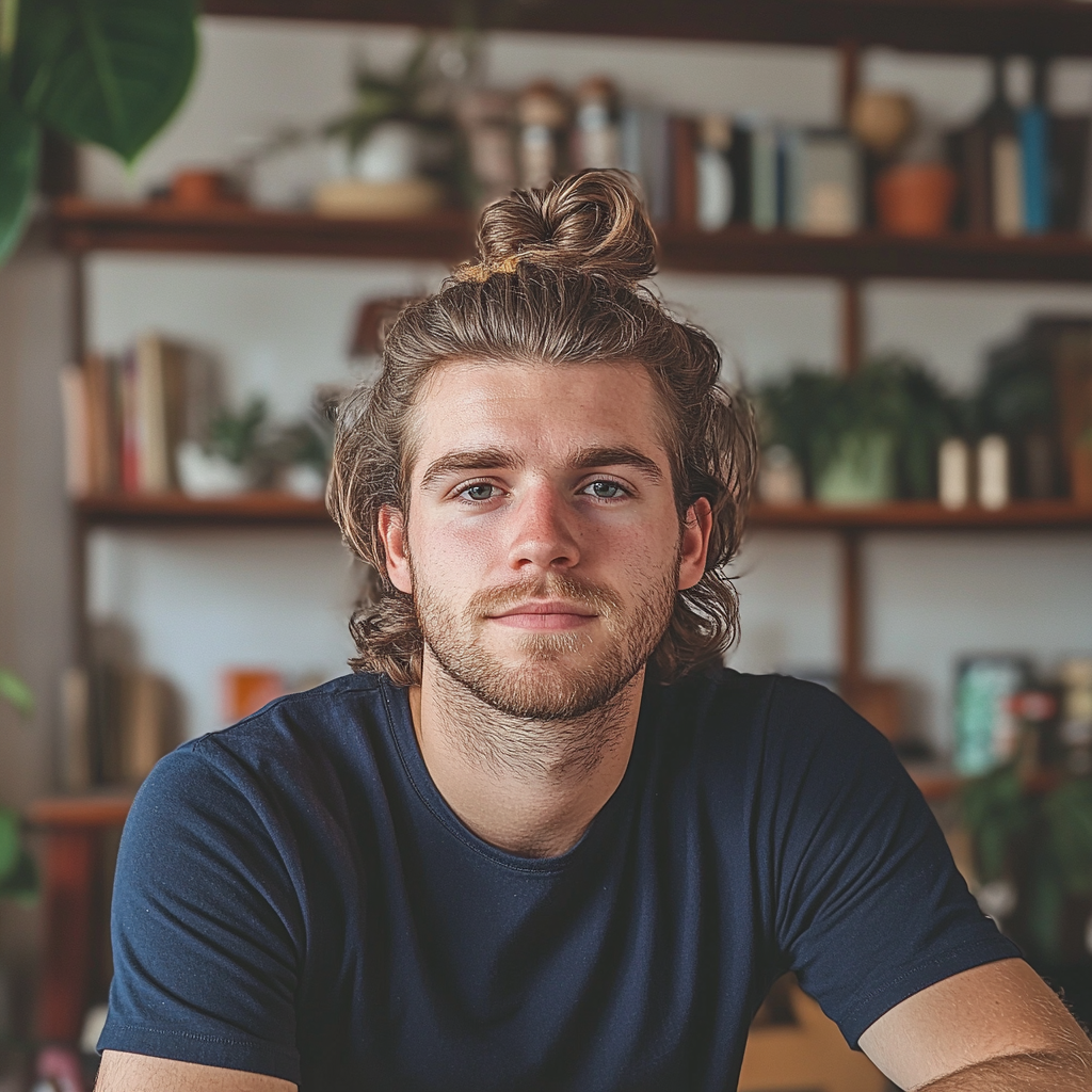 Un homme assis dans un café | Source : Midjourney