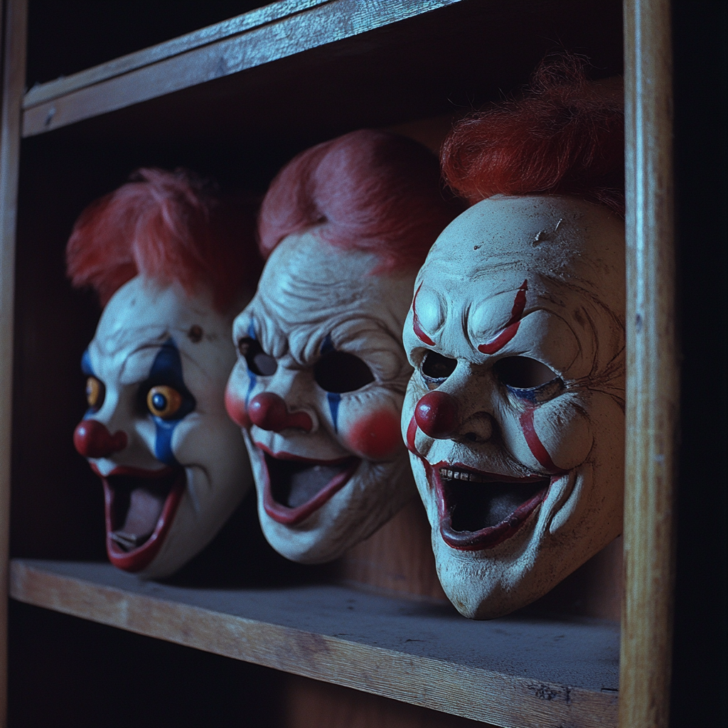 Masques de clowns pour Halloween | Source : Midjourney