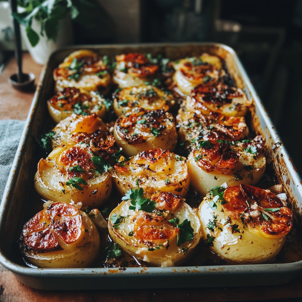 Un plateau de pommes de terre rôties | Source : Midjourney