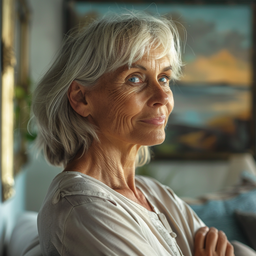 Une femme souriante avec les bras croisés | Source : Midjourney