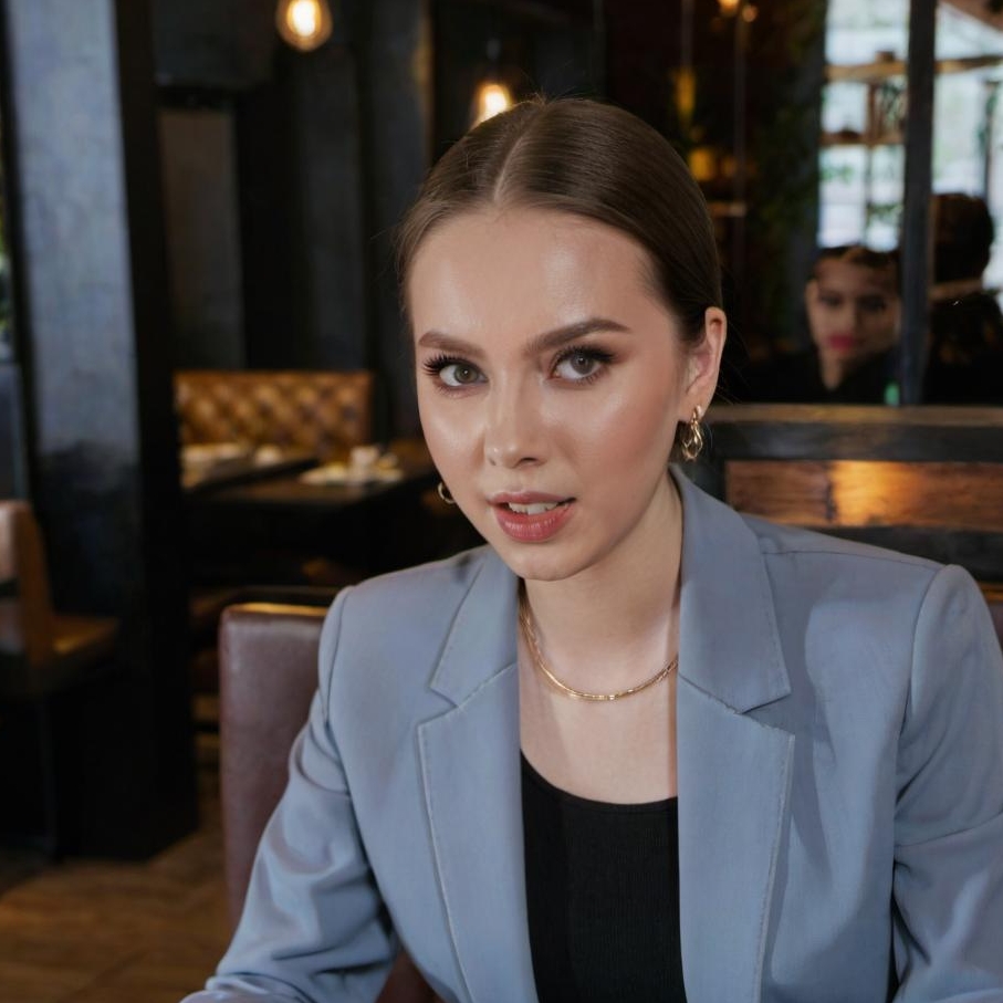 Une femme réagissant à son compagnon de table | Source : Midjourney