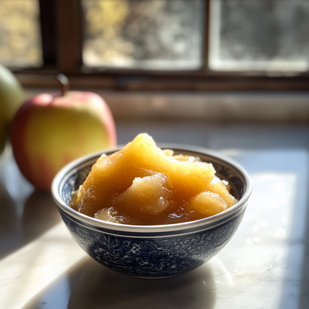 Un bol de compote de pommes | Source : Midjourney