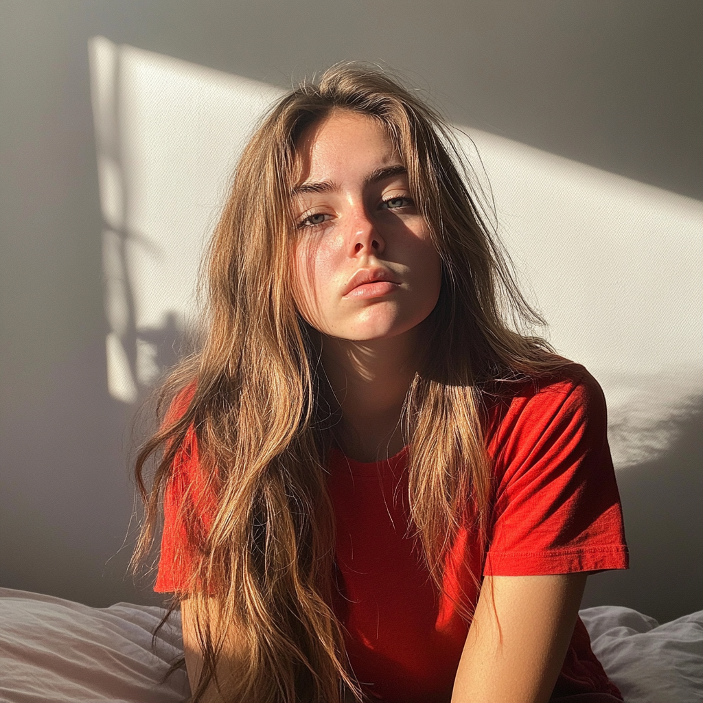 Une jeune femme portant un t-shirt rouge | Source : Midjourney