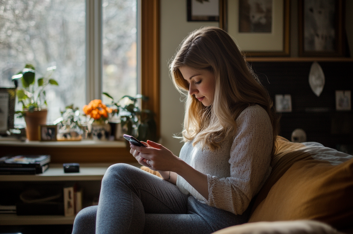 Une femme qui envoie un texto | Source : Midjourney