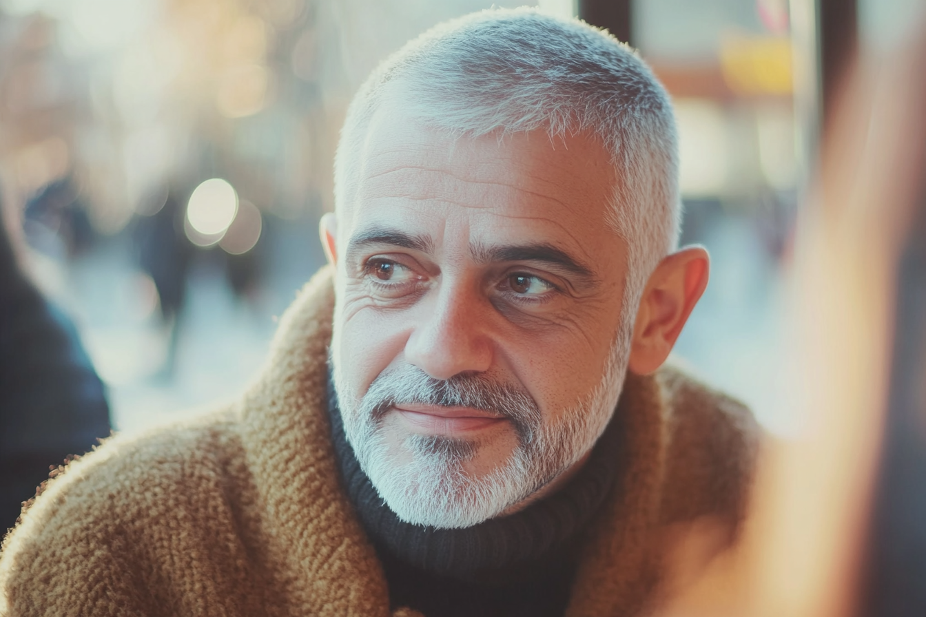 Un homme assis dans un café | Source : Midjourney