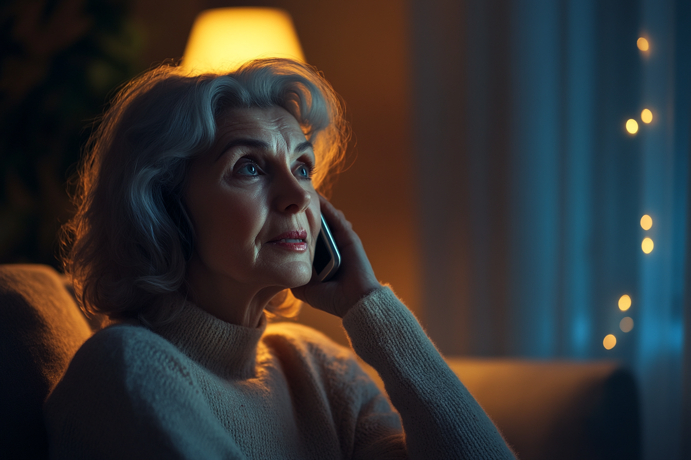 Une femme âgée qui parle au téléphone | Source : Midjourney