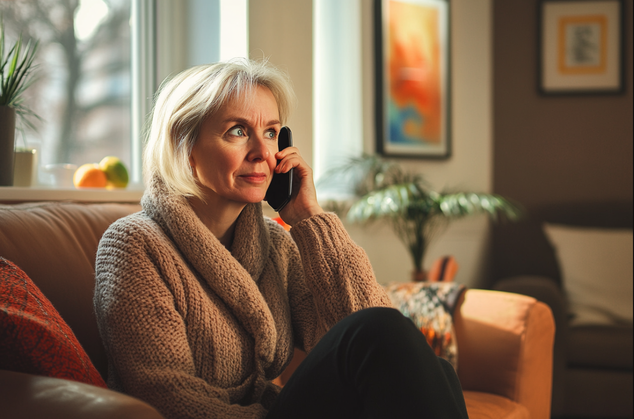 Une femme qui parle à son fils au téléphone | Source : Midjourney