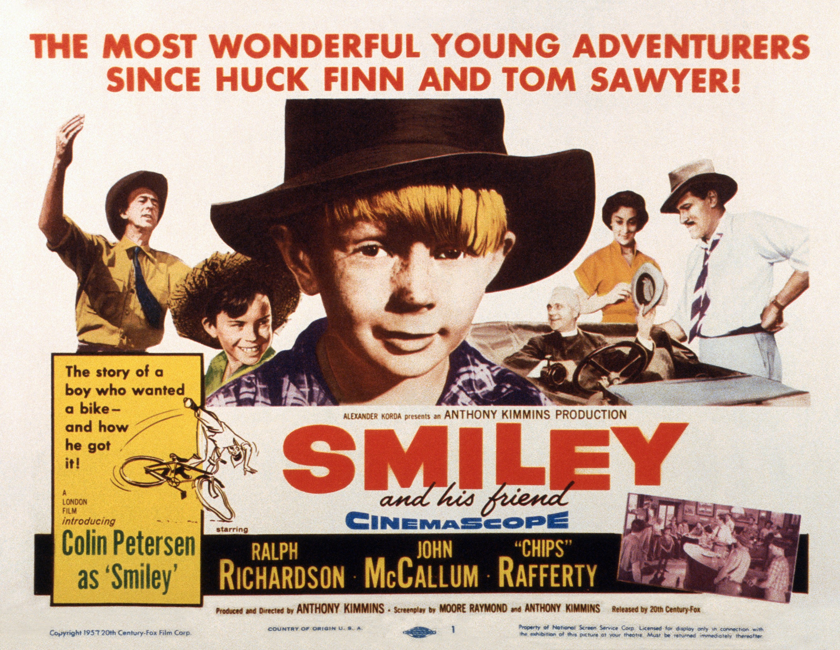 L'affiche du film "Smiley", avec Chips Rafferty, Bruce Archer, Colin Petersen, Ralph Richardson, Jocelyn Hernfield et John McCallum, vers 1956 | Source : Getty Images