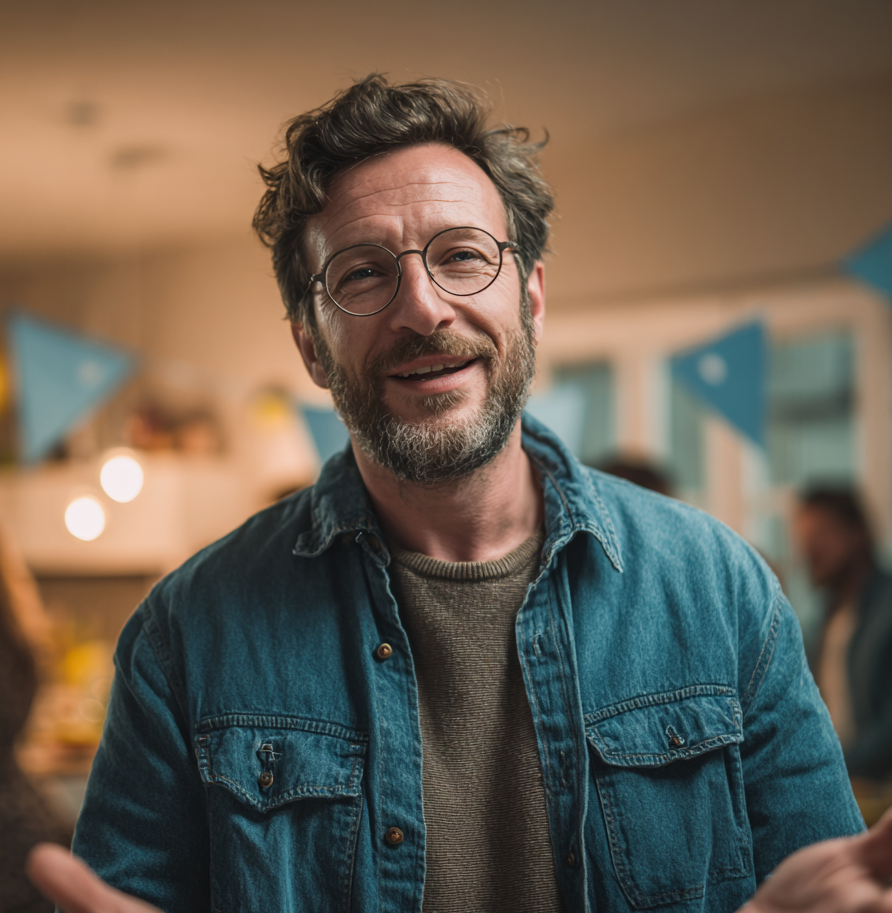 Un homme qui parle lors de la fête d'anniversaire de sa fille | Source : Midjourney