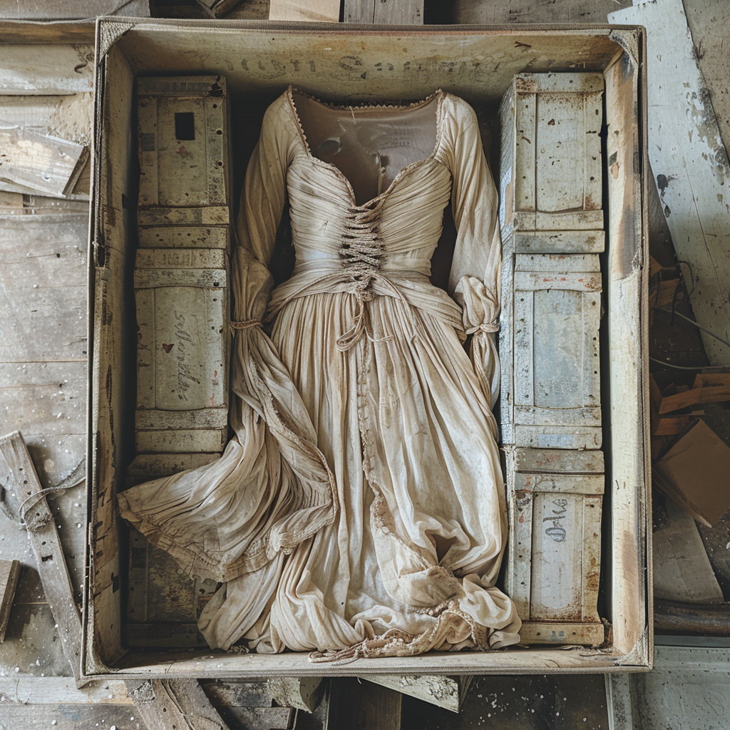Vieille robe de ballet dans une boîte | Source : Midjourney