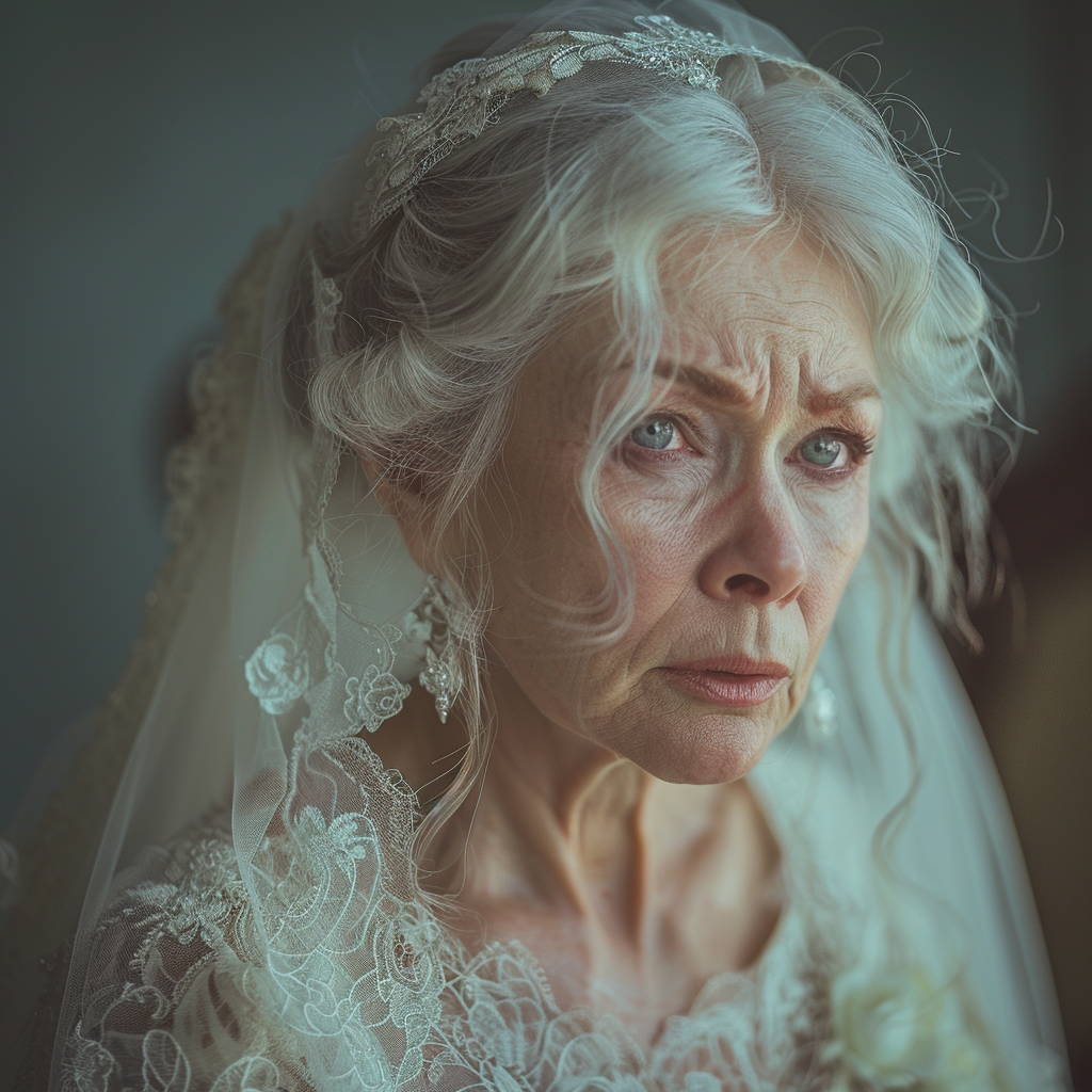 An elderly woman in tears | Source: Midjourney