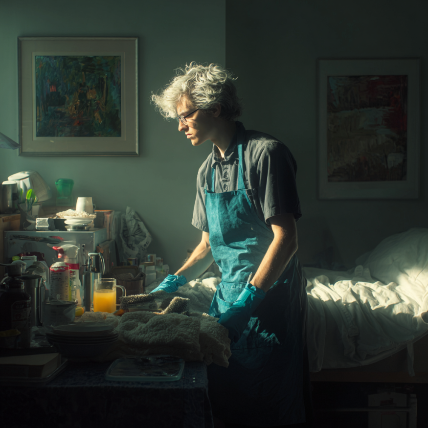 Un jeune homme travaillant dans une maison de retraite | Source : Midjourney