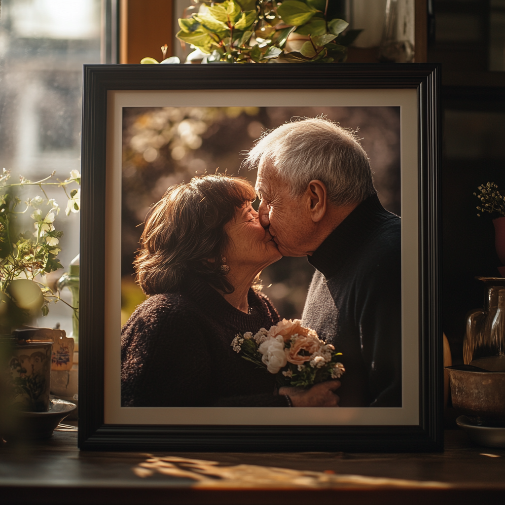 Une photo d'un couple qui s'embrasse | Source : Midjourney