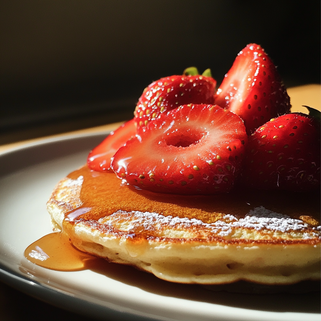 Des fraises sur des crêpes | Source : Midjourney