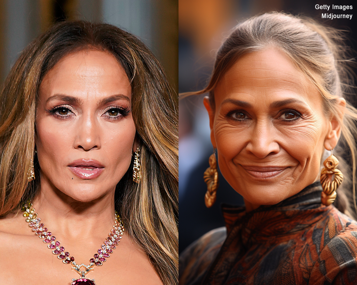 Jennifer Lopez dans la cinquantaine | Représentation AI de ce à quoi Jennifer Lopez pourrait ressembler dans la septantaine | Source : Getty Images | Midjourney