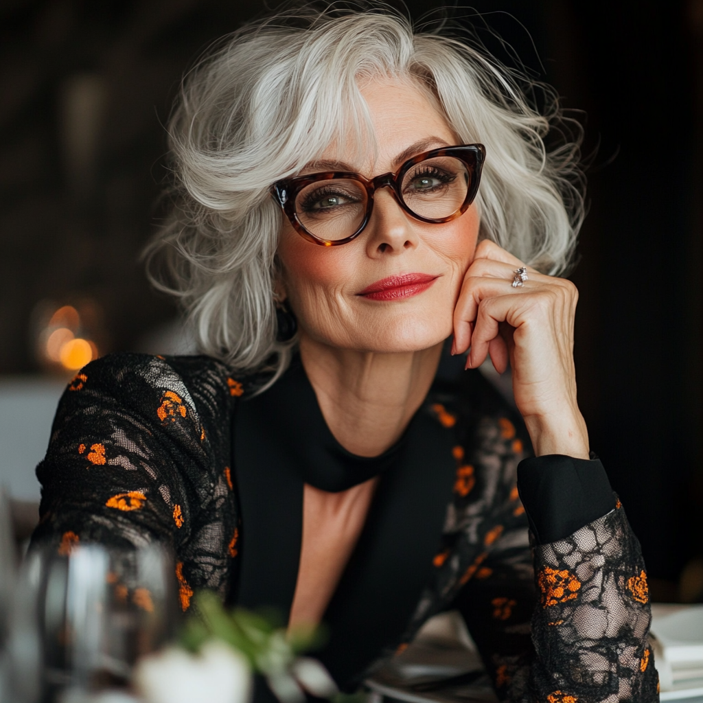 Une femme suffisante assise à une table de dîner | Source : Midjourney