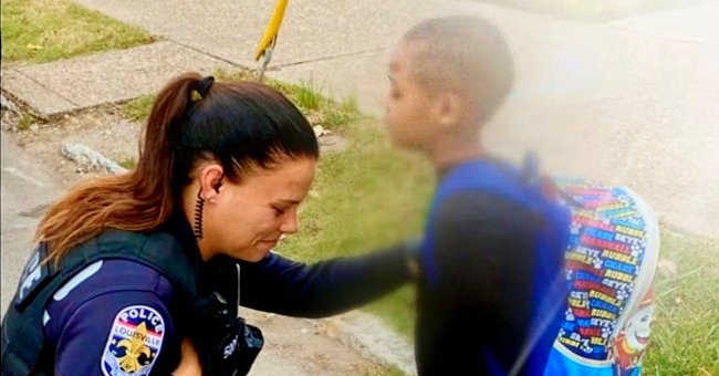 Un jeune garçon arrête une policière sur le chemin de l'école et demande à prier avec elle | Photo : Facebook/LMPD.ky