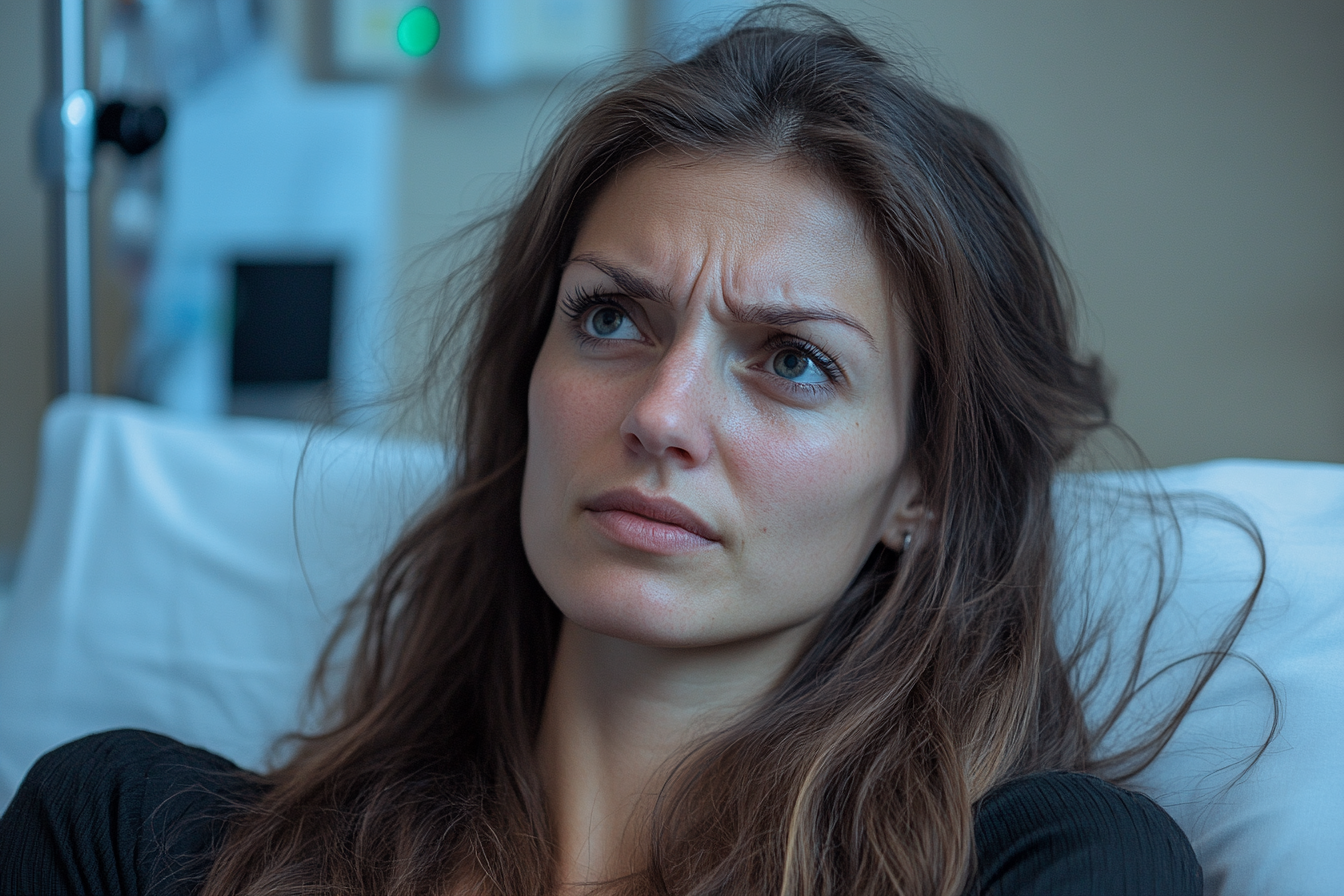 Une femme allongée sur un lit d'hôpital | Source : Midjourney