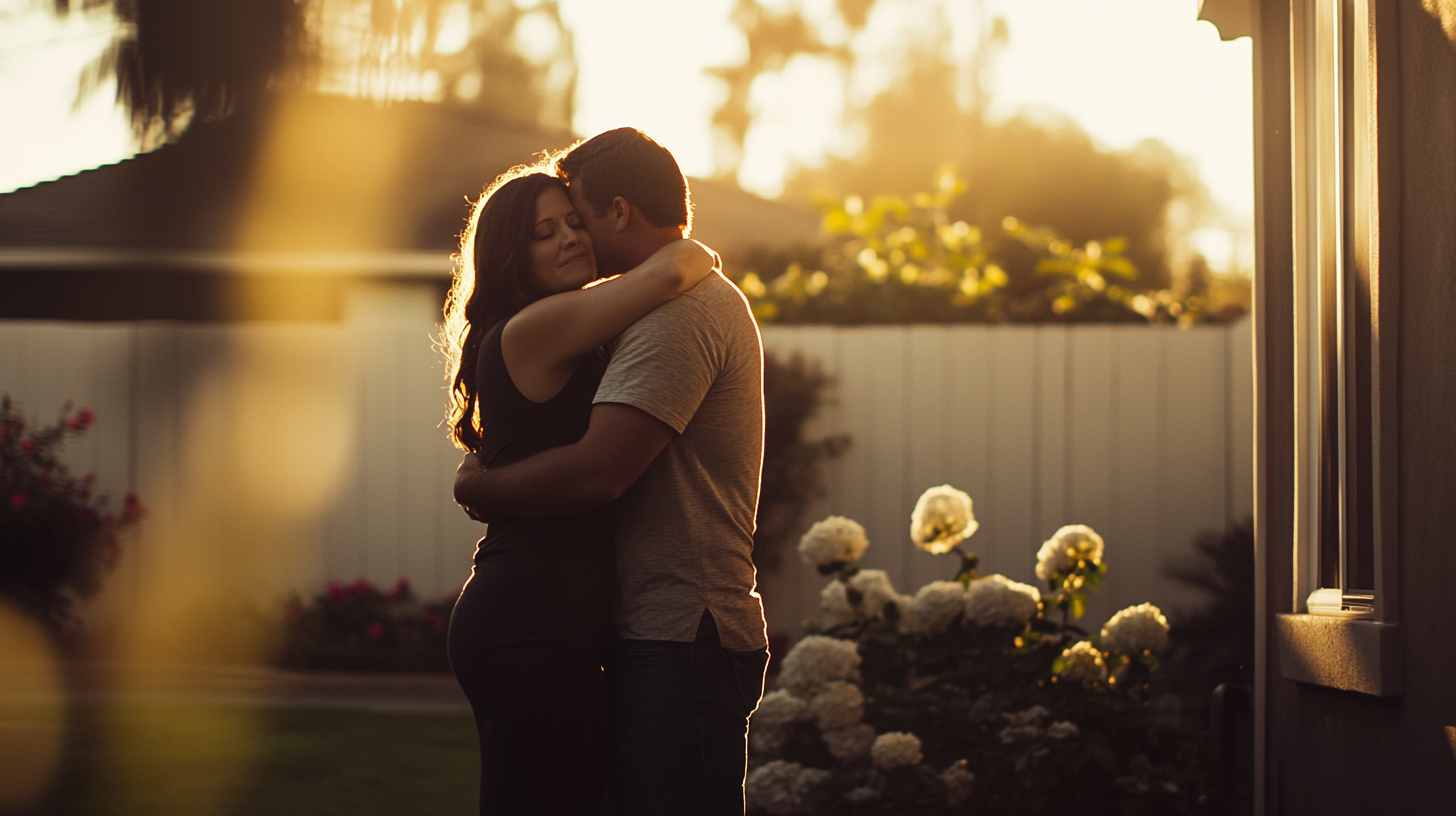 Un homme et une femme s'étreignent | Source : Midjourney