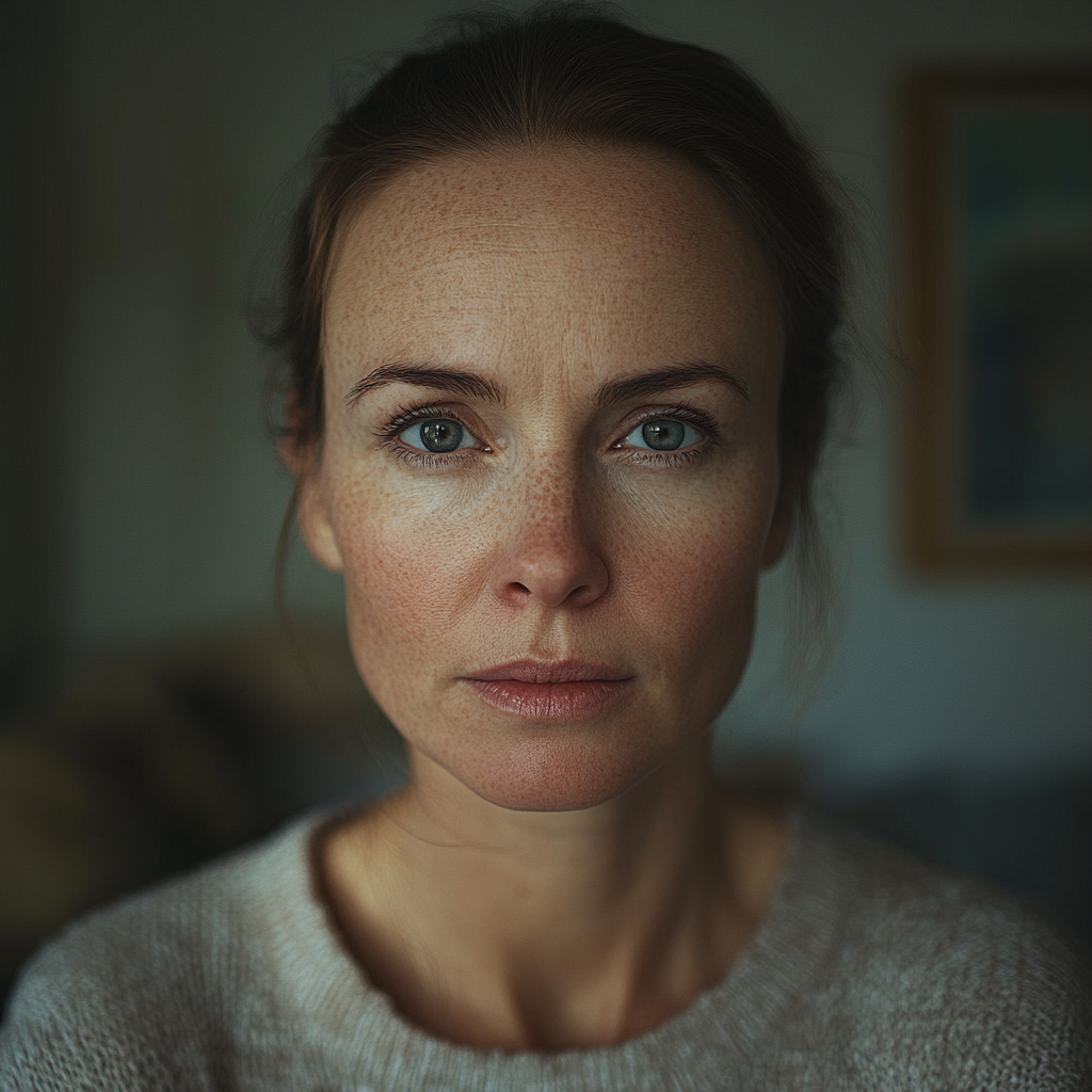 Une femme qui regarde droit devant elle | Source : Midjourney