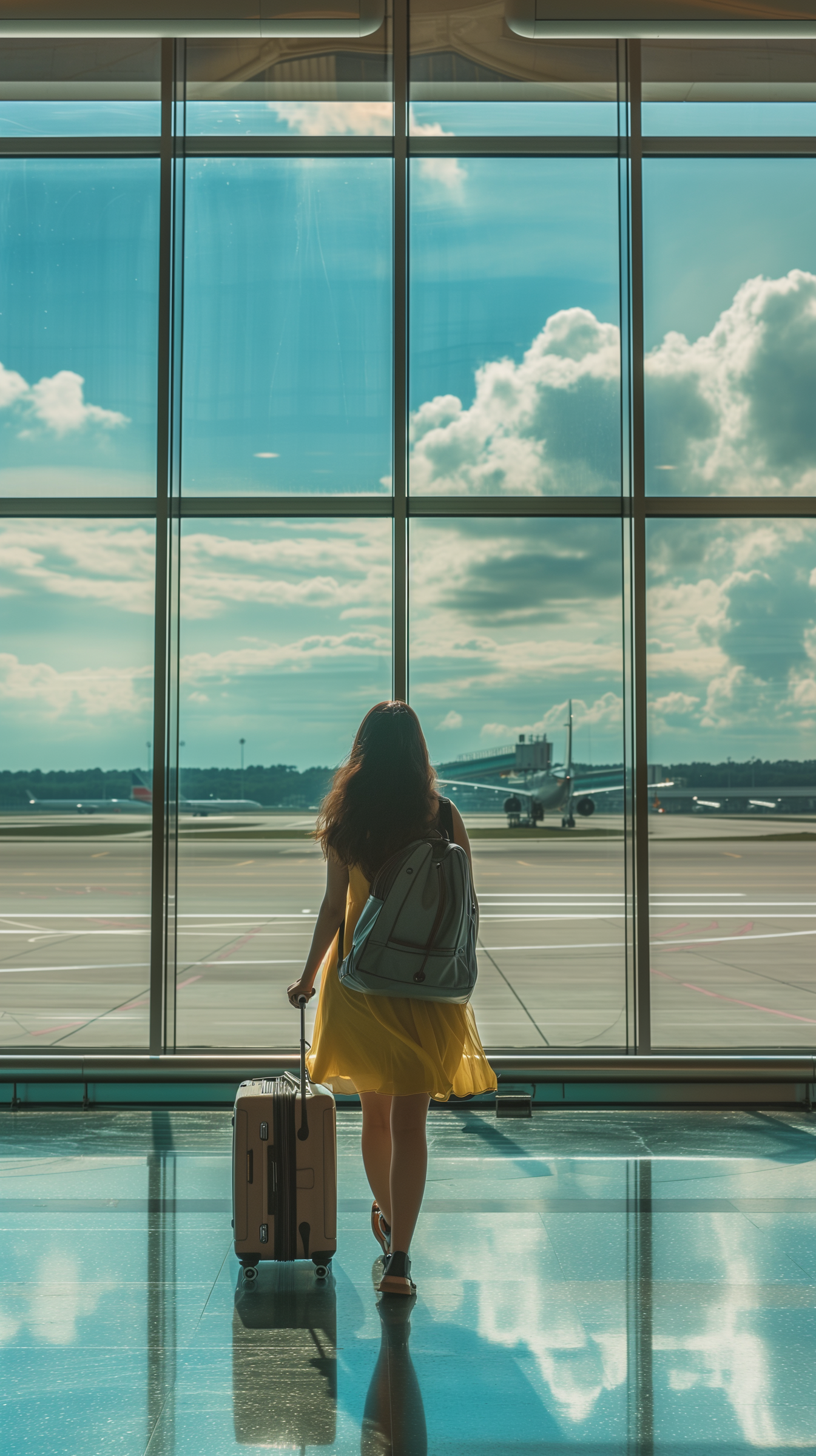 Une femme dans un aéroport | Source : Midjourney