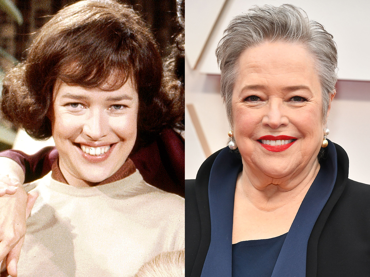 Kathy Bates dans ses jeunes années et aujourd'hui. | Source : Getty Images