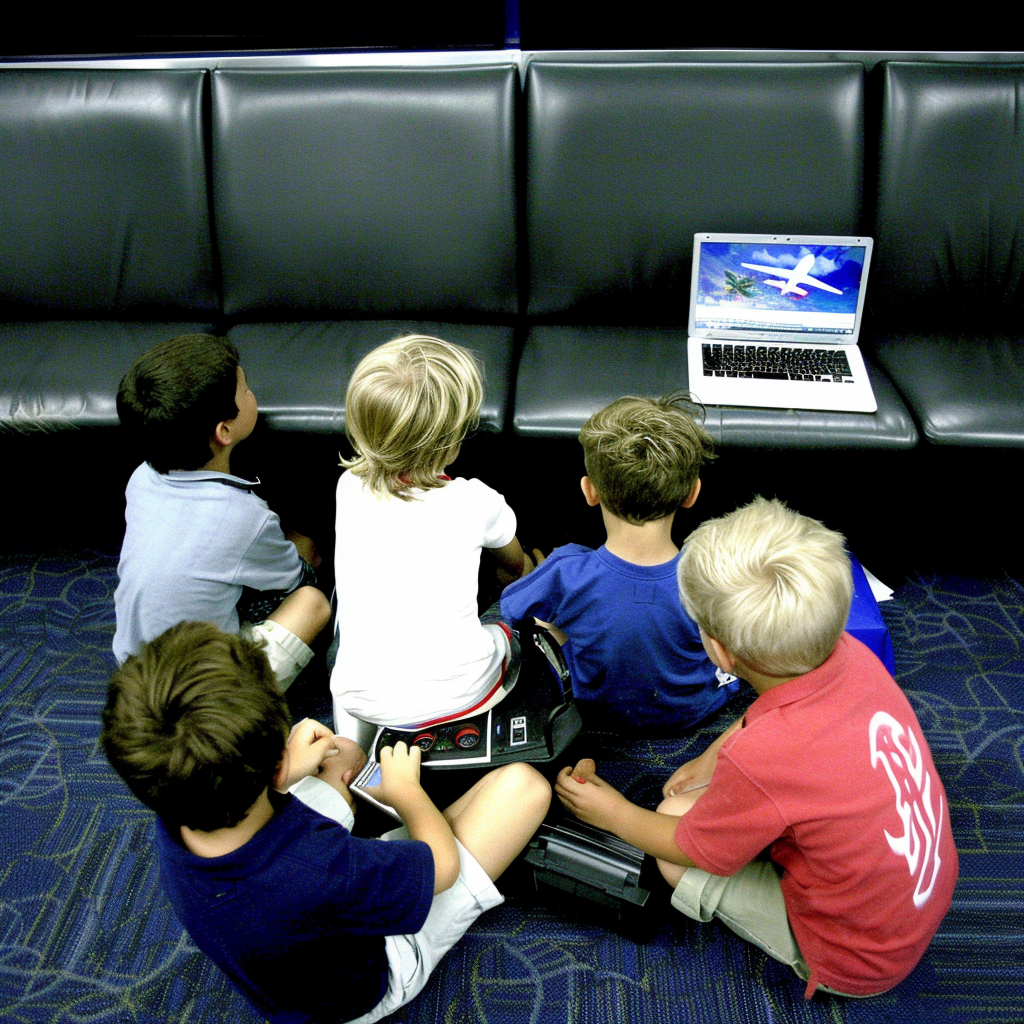 Des enfants regardent l'écran d'un ordinateur portable | Source : Midjourney