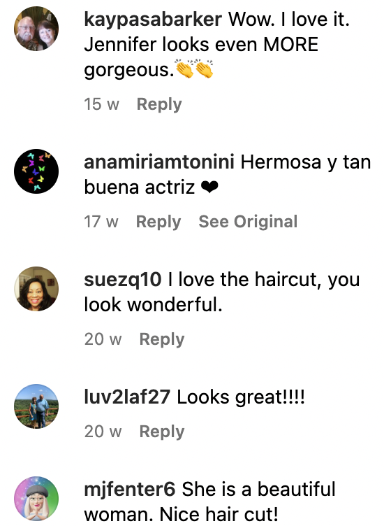 Commentaires des fans sur un post de Virtue Labs révélant la coupe de cheveux de Jennifer Garner le 11 novembre 2022 | Source : Instagram/virtuelabs